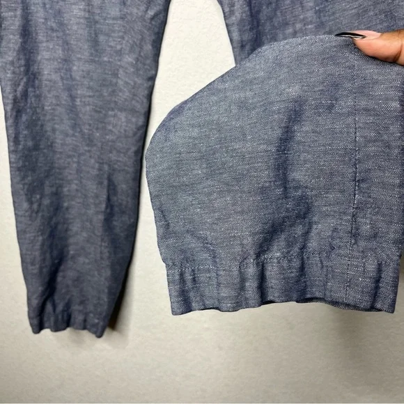 Banana Republic Men Pants 33x30 Aden Chino Blue Cross Dye Linen Cotton - Picture 6 of 9